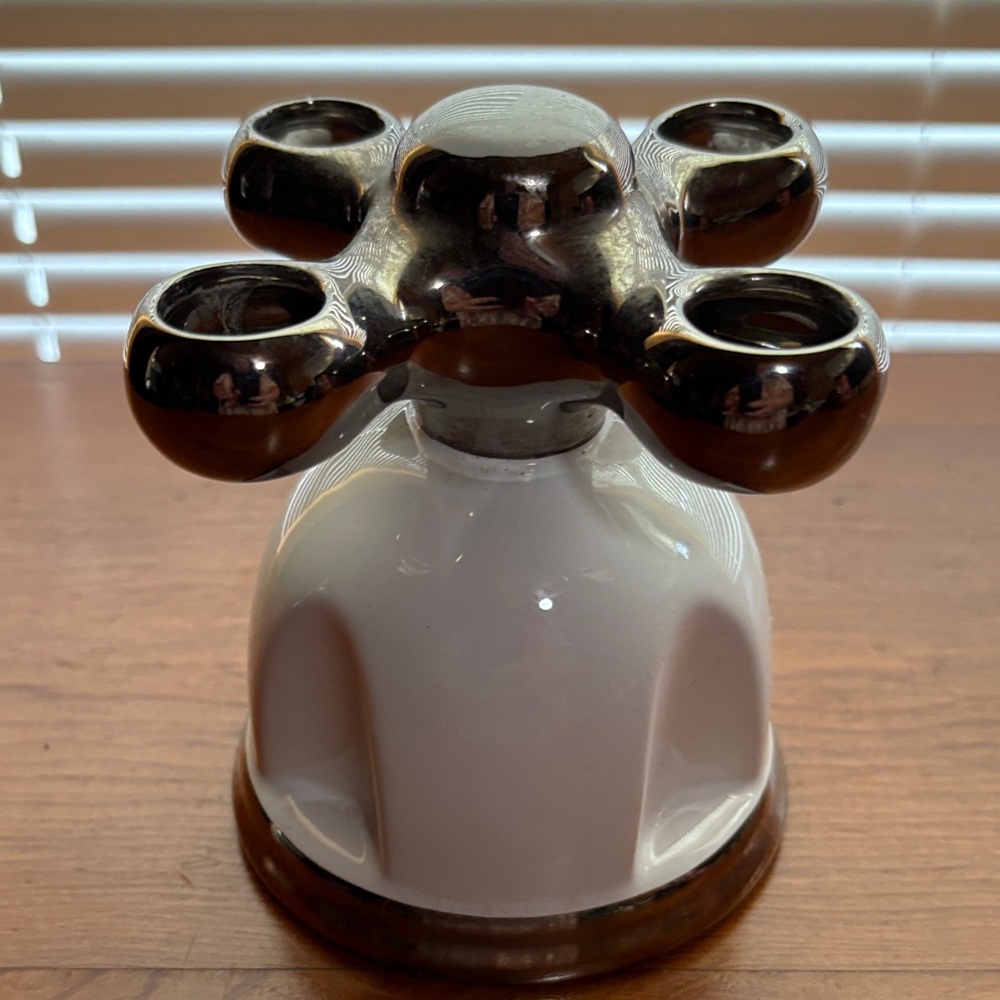Elegant White and Silver Toothbrush Holder